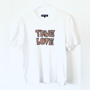 💕MARKUS LUPFER💕 Designer Tee W sequin "True Love" typographic Scoop neckline